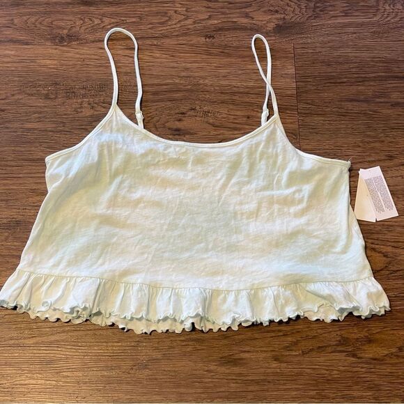 NWT American Eagle Tie Dye Cropped Ruffled Tank Top Mint Green Size Large - Picture 7 of 11